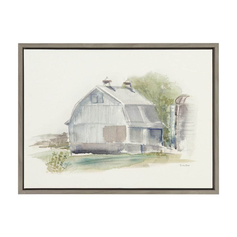 Sylvie Barn 1 Framed Canvas Print in Gray Linen
