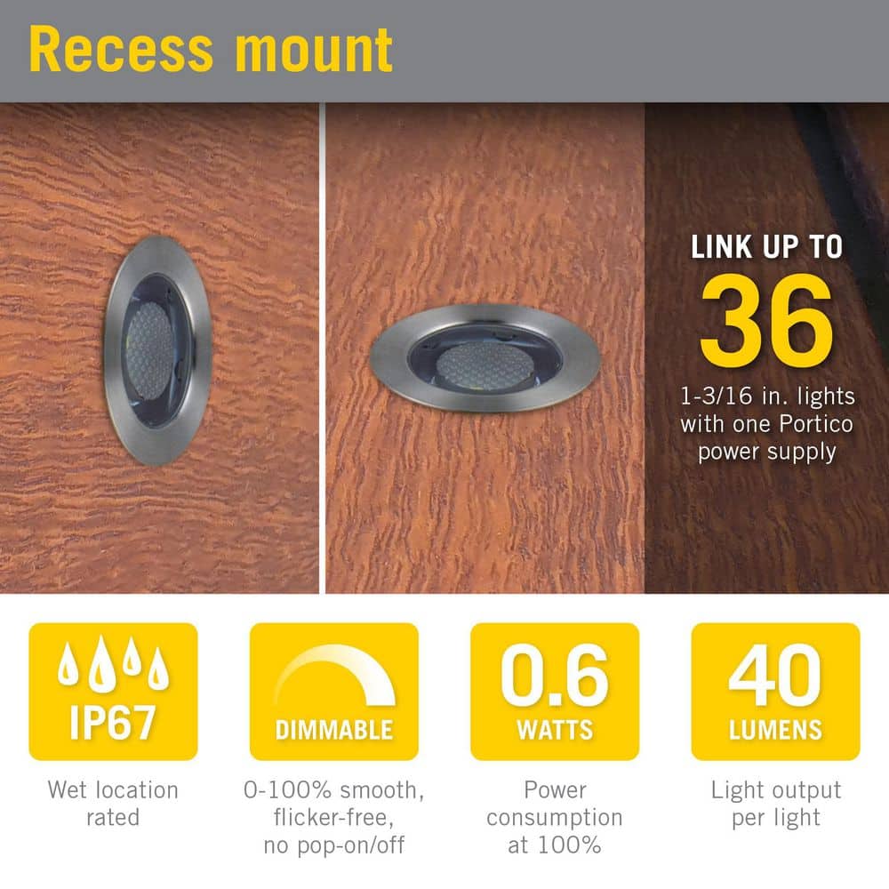 Portico 10-Pack White Stainless Steel Outdoor Recessed LED Light Kit