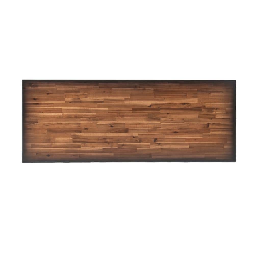 Dark Brown Wood and Metal Industrial Desk with Casters