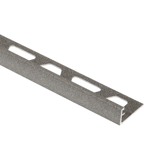 Schluter Schiene Stone Grey Textured Aluminum 3/8 in. x 8 ft. 2-1/2 in. Metal Tile Edging Trim