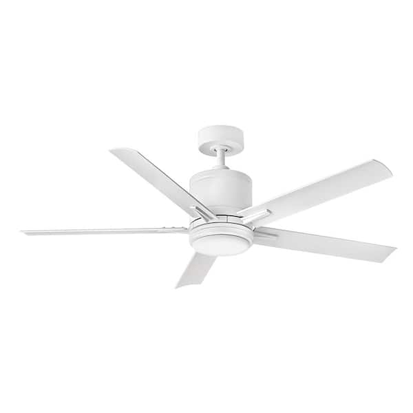 HINKLEY Vail 52.0 in. Indoor/Outdoor Integrated LED Matte White Ceiling Fan with Remote Control