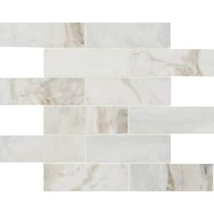 Arabescato Venato White 11.73 in. x 11.73 in. x 10mm Honed Marble Mosaic Tile (9.6 sq. ft./Case)