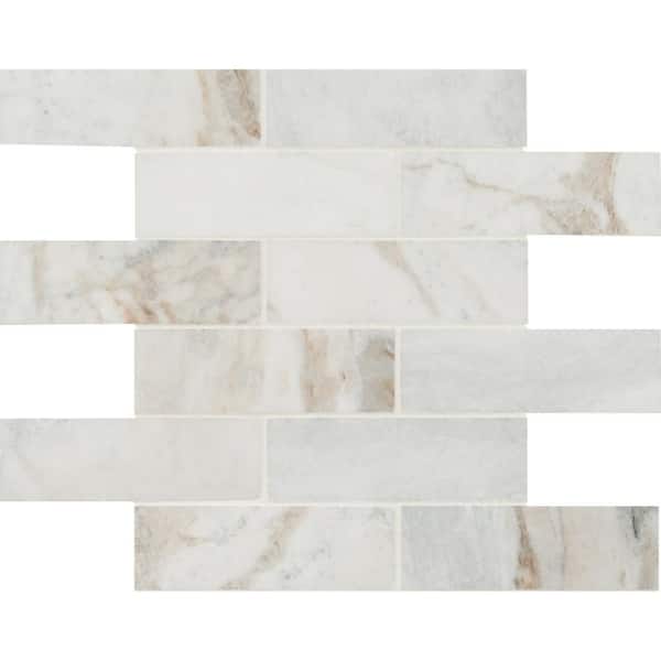 MSI Arabescato Venato White 11.73 in. x 11.73 in. x 10mm Honed Marble Mosaic Tile (9.6 sq. ft./Case)