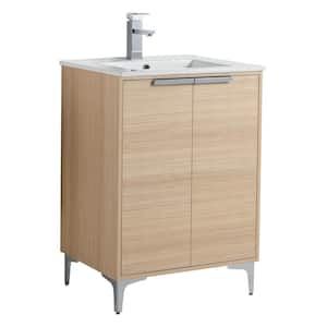 24 in. W x 18.5 in. D x 35.25 in. H Single sink Bath Vanity in Yellow with Polished Chrome Hardware and Ceramic Sink top