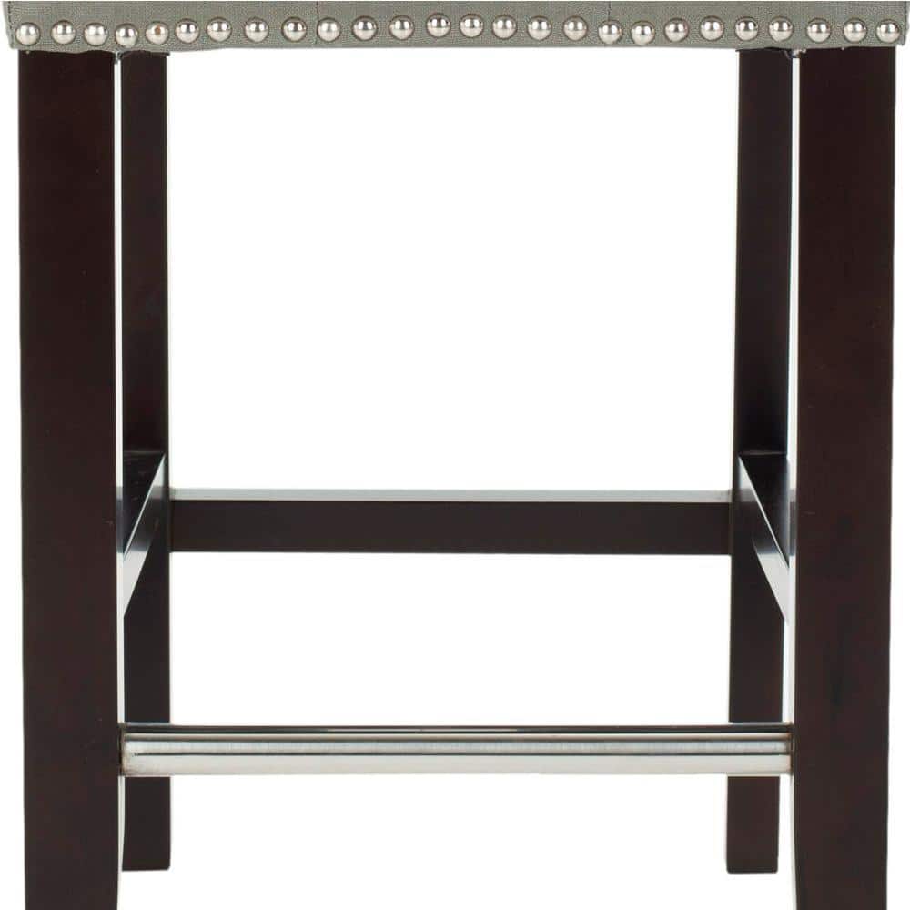 Seamist Transitional Leather and Wood 34" Counter Stool with Silver Nailheads