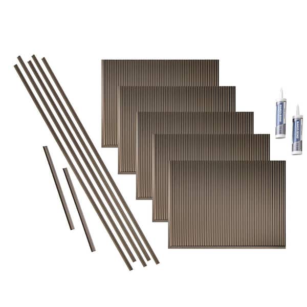 Fasade Rib 18 in. x 24 in. Argent Bronze Vinyl Decorative Wall Tile Backsplash 15 sq. ft. Kit