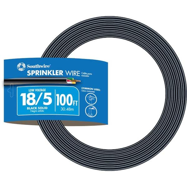 Southwire 100 ft. 18/5 Black Solid UL Burial Sprinkler System Wire