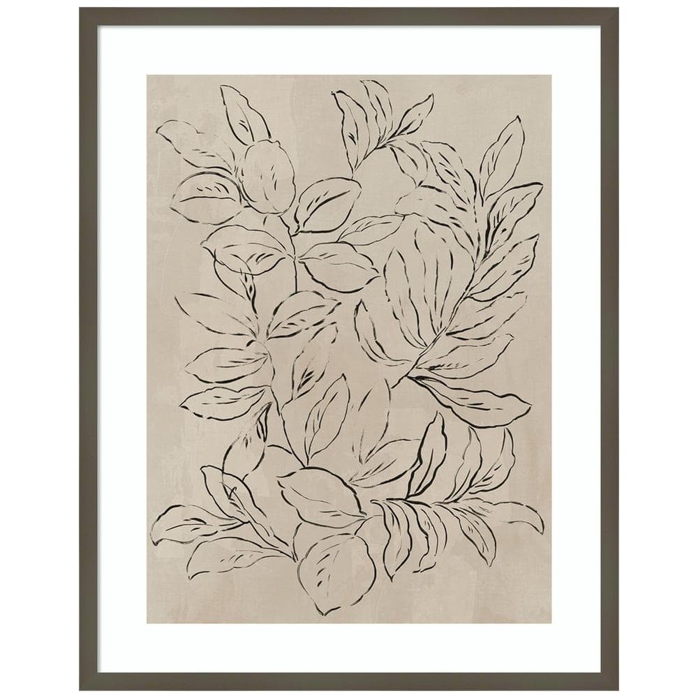 Amanti Art "Outlined Leaves II" by Asia Jensen 1-Piece Wood Framed ...