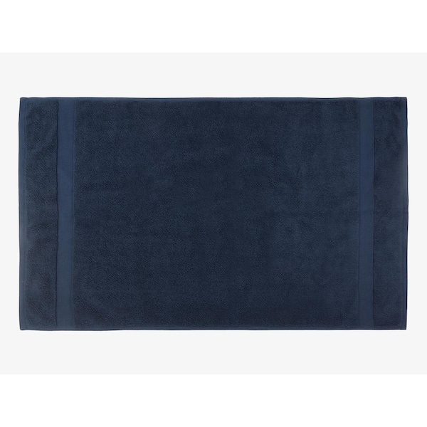 A1 Home Collections A1HC Feather Touch Quick Dry 20 in. x 33 in. Insignia Blue Solid 100% Organic Cotton 900 GSM Rectangle Bath Mat