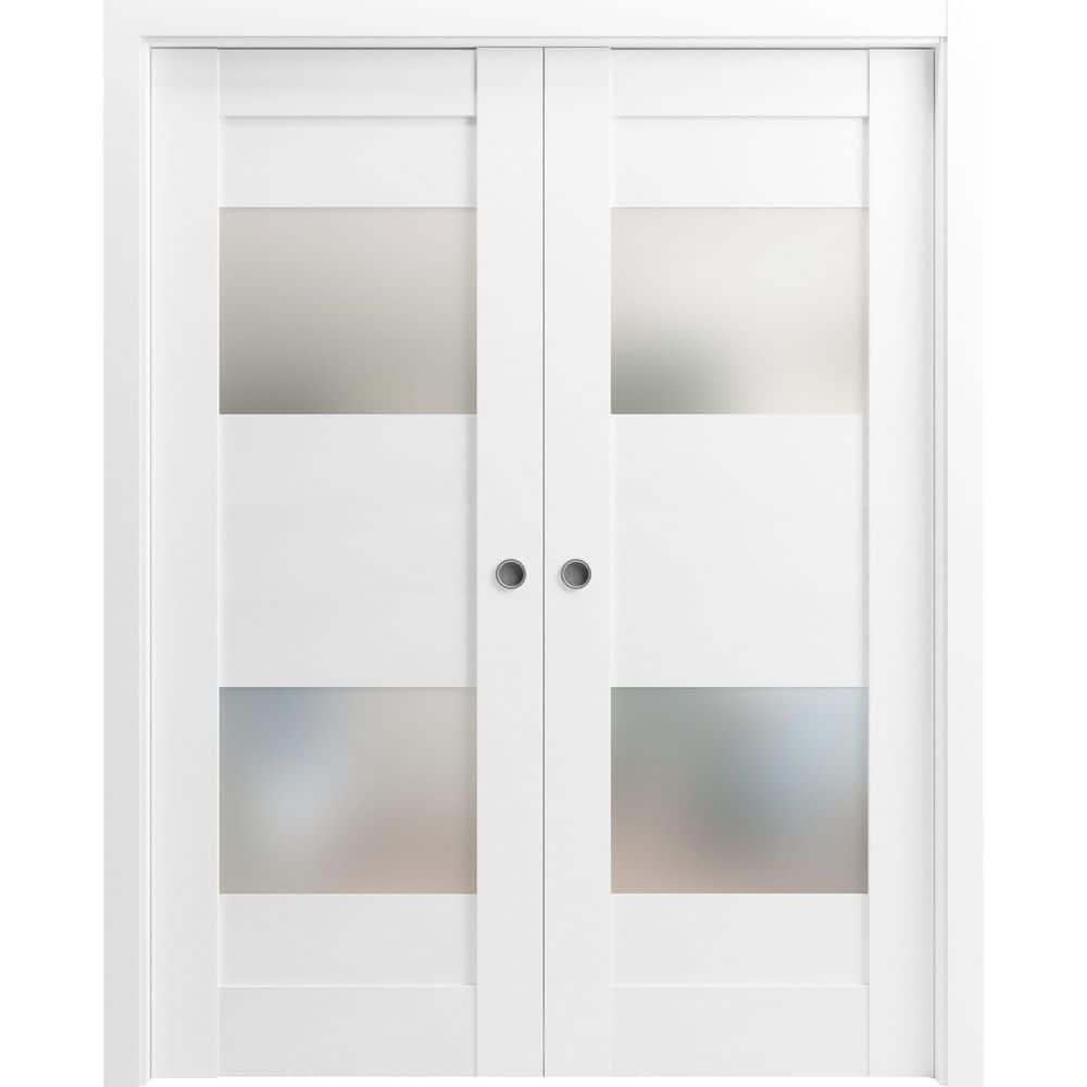 Assemble Required 64 in. x 84 in. 2-Panel White Finished Solid MDF Sliding Door with Hardware price history on PriceWatchPro