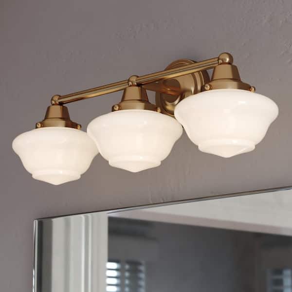 THEBOX基本サイズ　ウォルナット×ライトオーク VAXCEL Eastgate 23 in. Wide 3-Light Antique Gold Bathroom Vanity