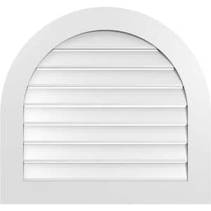 32 in. x 30 in. Round Top Surface Mount PVC Gable Vent: Functional with Standard Frame