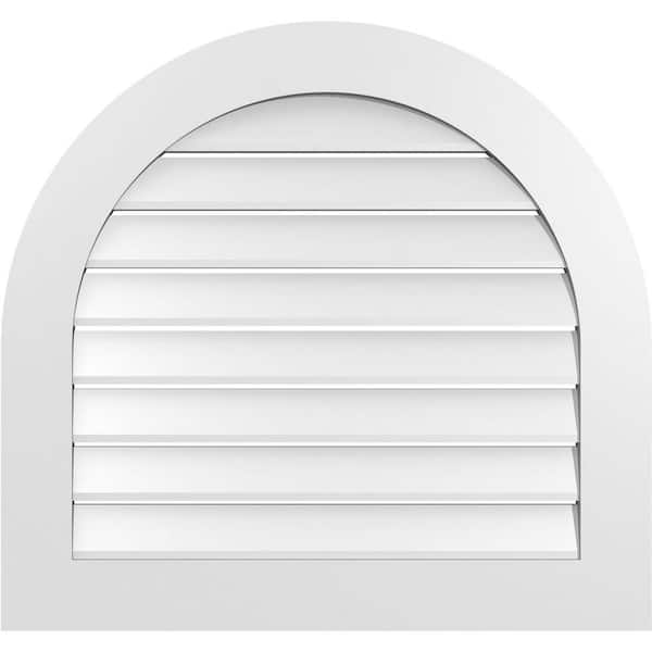 Ekena Millwork 32 in. x 30 in. Round Top Surface Mount PVC Gable Vent: Functional with Standard Frame