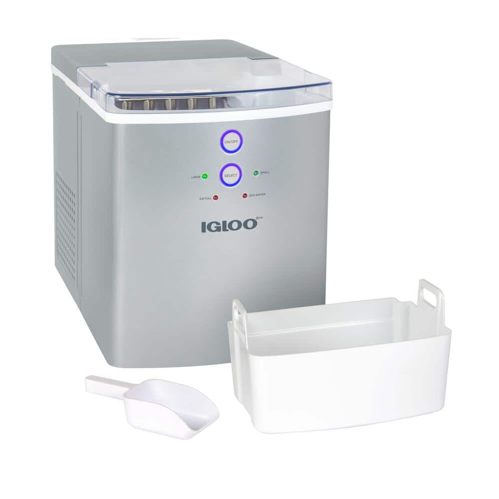 Compact Silver Stainless Steel Portable Countertop Ice Maker