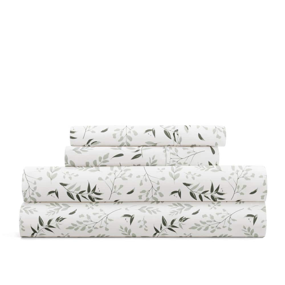California King Ivory Floral Microfiber Wrinkle Proof Sheet Set