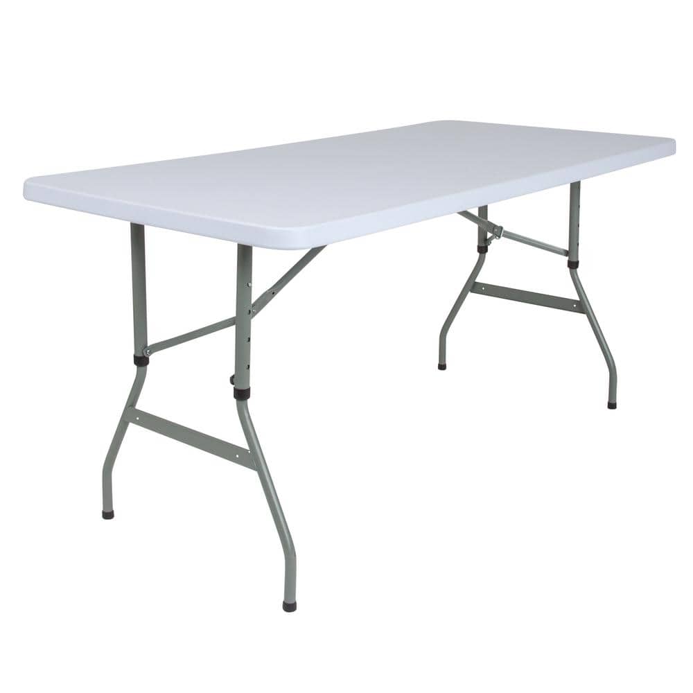 Flash Furniture 29-in x 59.25-in Outdoor Rectangle Plastic White Folding Table