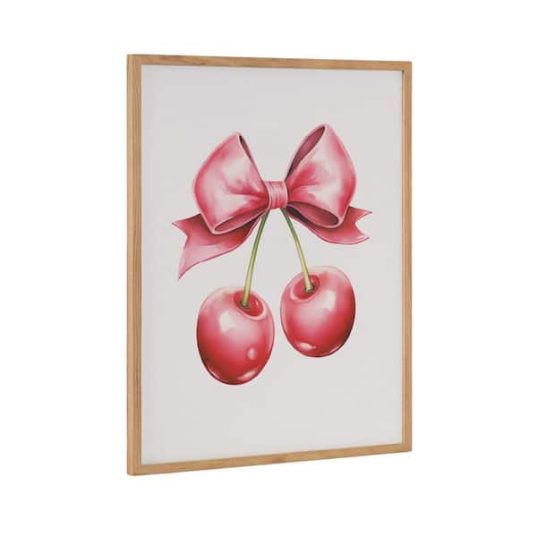 Kate and Laurel Gallery Coquette Preppy Retro Girly Red Pink Bow by The Creative Bunch Studio Natural Framed Art Print 16 in. x 20 in.