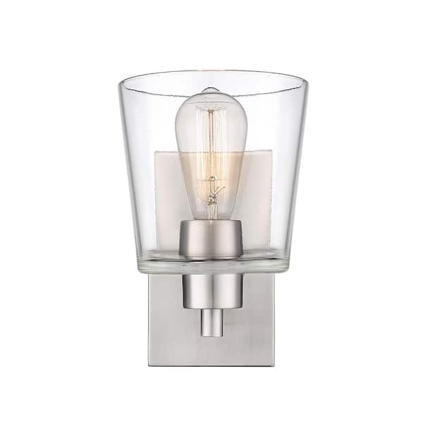 Millennium Lighting Evalon 6.5 in. 1-Light Brushed Nickel Sconce Clear