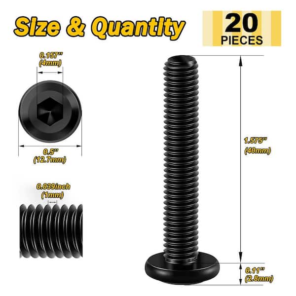 MYWISH M6 x 40 mm Black Oxide Stainless Steel Hex Socket Cap Head