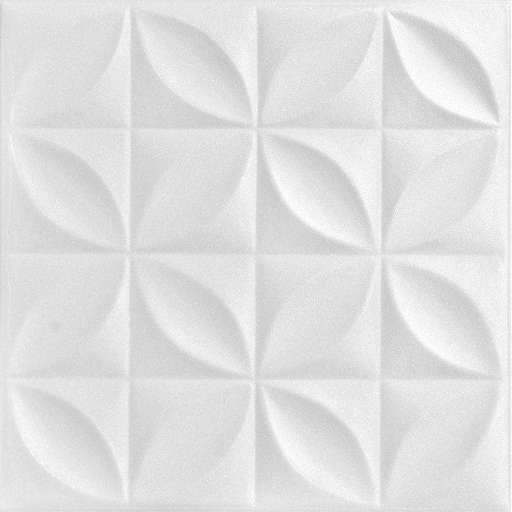 Perceptions Plain White 1.6 ft. x 1.6 ft. Glue Up Foam Ceiling Tile (768 sq