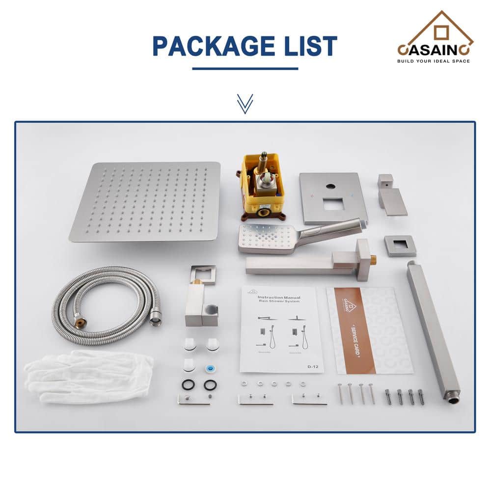 Brushed Nickel Ceiling Mounted Rain Shower System with Handheld