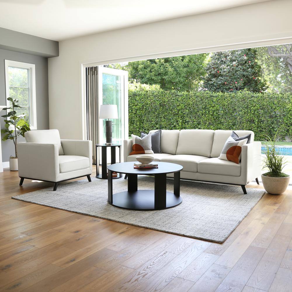 DEVON & CLAIRE Walter 89 in. Slope Arm Top Grain Leather Rectangle Sofa