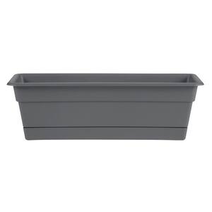 bloem dura cotta 18 in charcoal plastic window box planter with tray dcbt18 908 the home depot