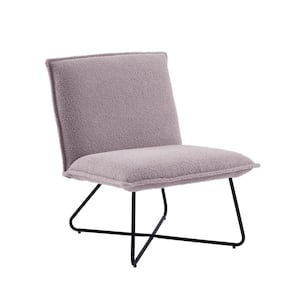 Sibley Grey Faux Sherpa Chair with Powder Coated Black Legs