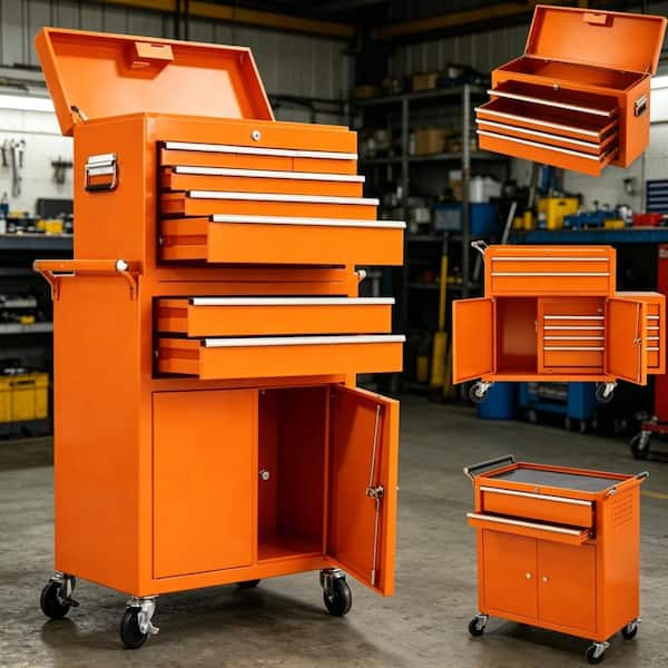 8‑Drawer Detachable Rolling Metal Tool Chest with Locking System