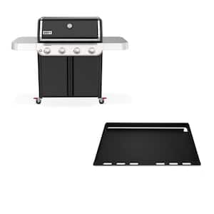 Genesis E-415 4-Burner Liquid Propane Gas Grill in Black with Full Size Griddle Insert