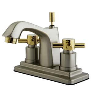 Concord 4 in. Centerset 2-Handle Bathroom Faucet in Brushed Nickel and Polished Brass
