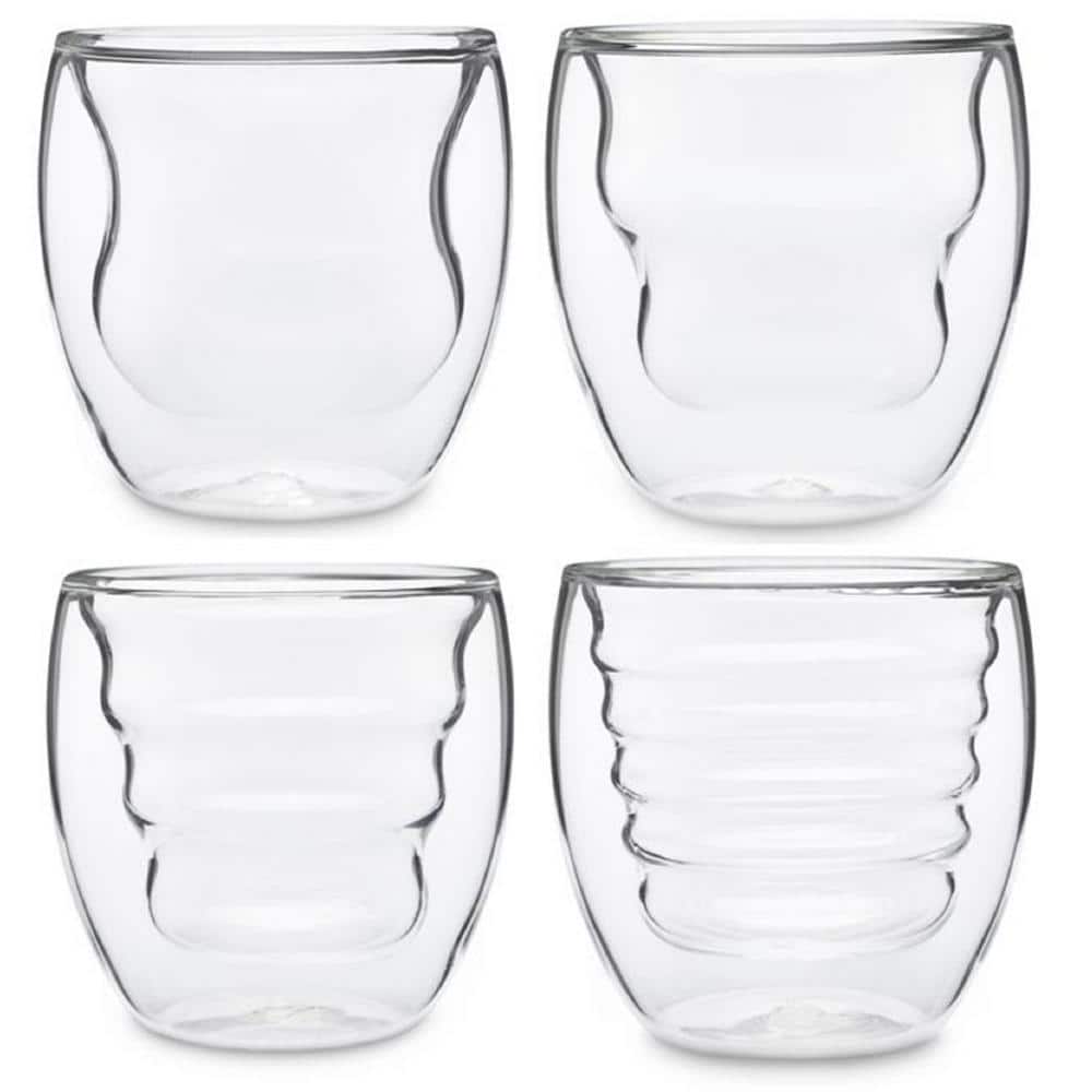 Ozeri Curva Artisan Series 8 Oz Double Wall Beverage Glasses And Tumblers Set Of 4 Dw080as