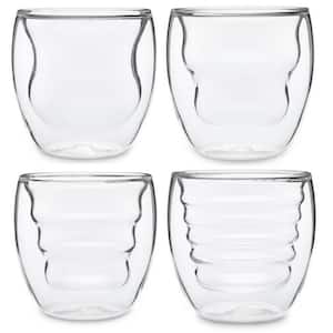 Curva Artisan Series 8 oz. Double Wall Beverage Glasses and Tumblers (Set of 4)