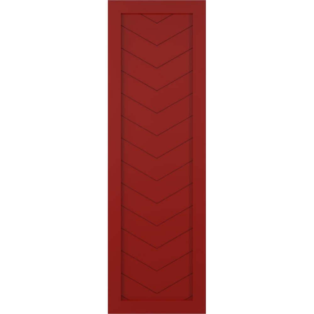 12 in. x 66 in. True Fit PVC Single Panel Chevron Modern Style Fixed Mount Board and Batten Shutters in Fire Red price history on PriceWatchPro