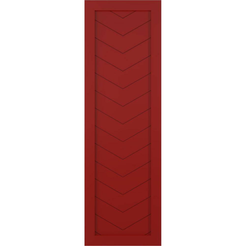 18 in. x 58 in. True Fit PVC Single Panel Chevron Modern Style Fixed Mount Board and Batten Shutters Pair in Fire Red price history on PriceWatchPro