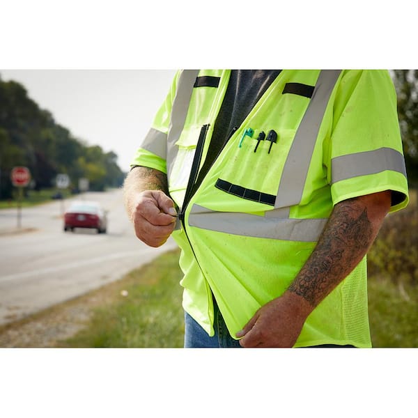 Uno Mejor Class 3 Hi-Vis Safety Shirts - 3-Pack Orange & Black Reflective Work Shirts, Small - View #2
