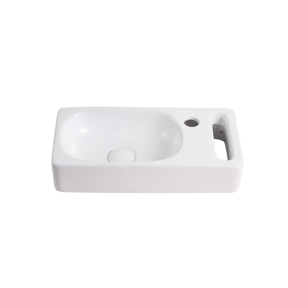 Elanti 8.63'' White Ceramic Rectangular Wall-Mount Bathroom Sink