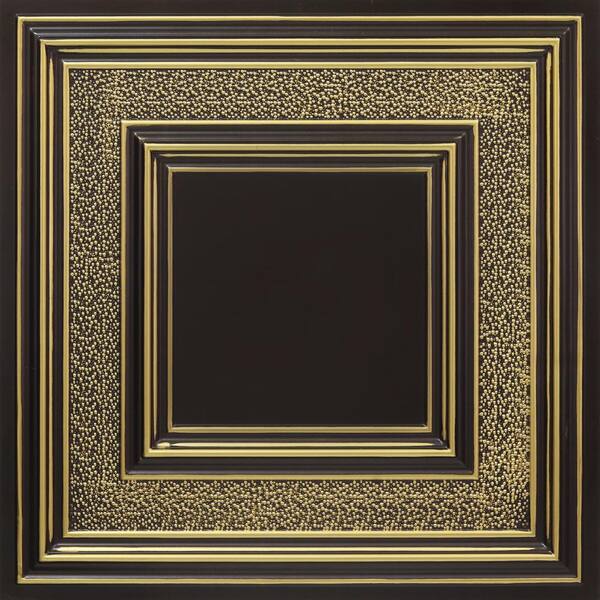 FROM PLAIN TO BEAUTIFUL IN HOURS Savannah Antique Brass 2 ft. x 2 ft. PVC Glue-up or Lay-in Faux Tin Ceiling Tile (40 sq. ft./Case)