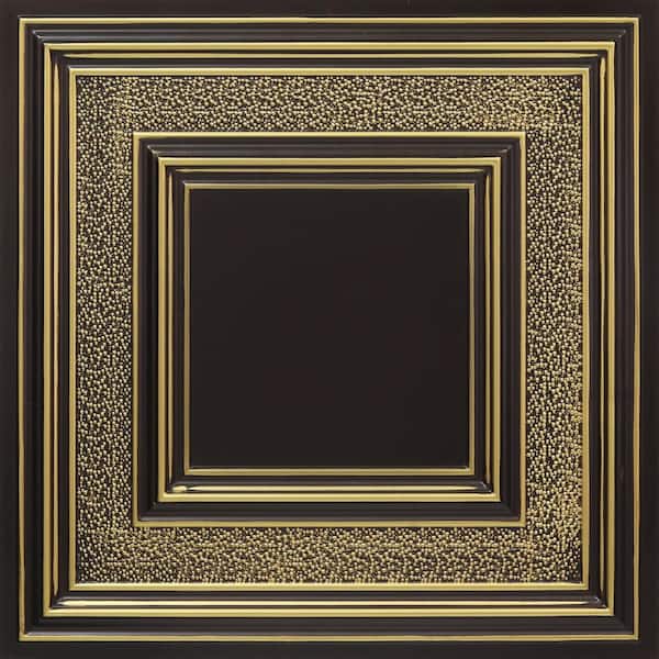 FROM PLAIN TO BEAUTIFUL IN HOURS Savannah Antique Brass 2 ft. x 2 ft. PVC Glue-up or Lay-in Faux Tin Ceiling Tile (100 sq. ft./Case)