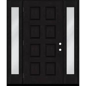 Regency 64 in. x 80 in. 8-Panel RHOS Onyx Stain Mahogany Fiberglass Prehung Front Door w/Dbl 12in.Sidelites