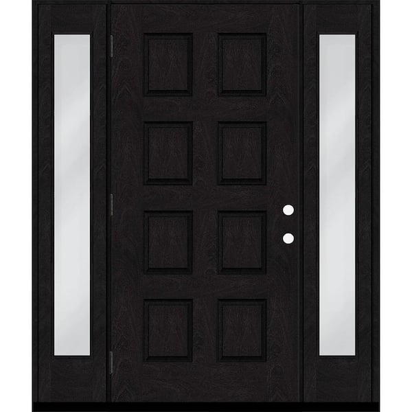 Steves & Sons Regency 68 in. x 80 in. 8-Panel RHOS Onyx Stain Mahogany Fiberglass Prehung Front Door w/Dbl 14in.Sidelites