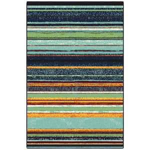 Ottohome Collection Non-Slip Rubberback Striped 3x5 Indoor Area Rug, 3 ft. 3 in. x 5 in., Multicolor