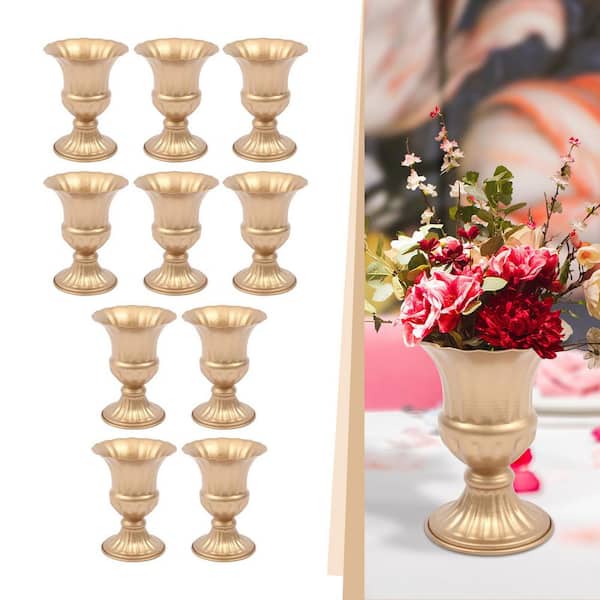 YIYIBYUS 12.6 in. Tall Metal Flower Holder Wedding Decoration Trumpet Vase  in Gold (10-Pieces) HG-ZJ1062-315 - The Home Depot