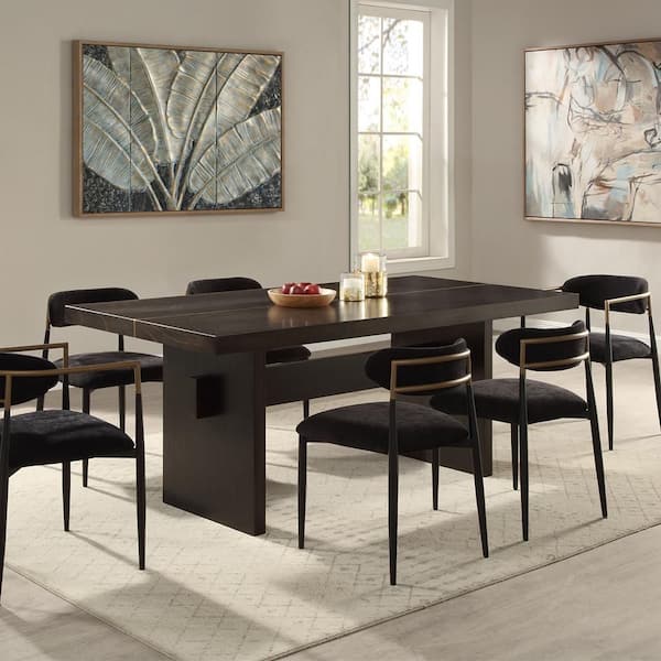 Jaramillo Dining Table Gold and Rustic Espresso Finish Wood 40 in. Trestle Dining Table  Seats 6