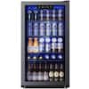 SIMZLIFE 17.3 in.W Single Zone 130-Cans Freestanding Beverage Refrigerator Cooler in Black, UV Protection and Auto LED BR-110H-HD