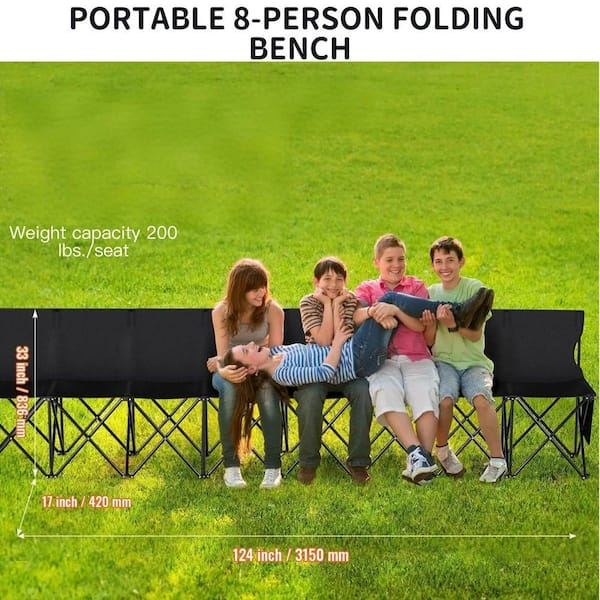 ESILOO 8-Person Folding Bench-Portable Camping Chair w/Backrest