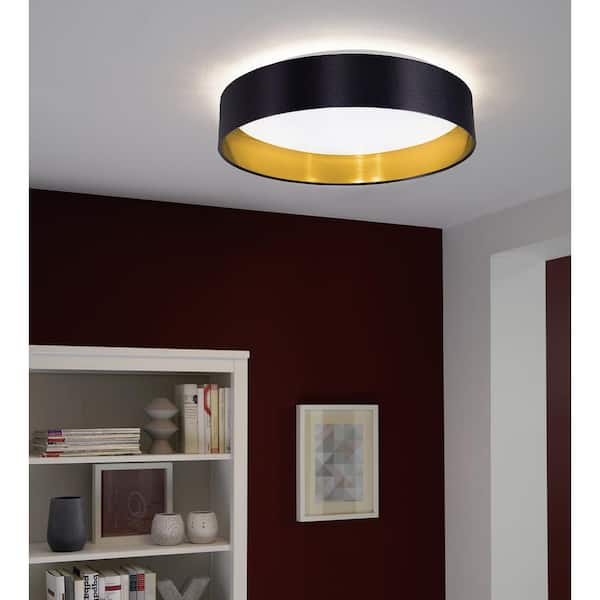 Eglo Maserlo 16 In 1 Light Black And Gold Integrated Led Semi Flush Mount 31622a The Home Depot - Black And Gold Flush Mount Ceiling Light