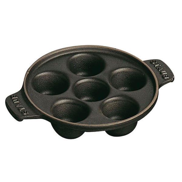 Cast Iron 5.75 in. Escargot Dish/Pan with 6 Holes, 0.75 qt., Ramekin - Matte Black