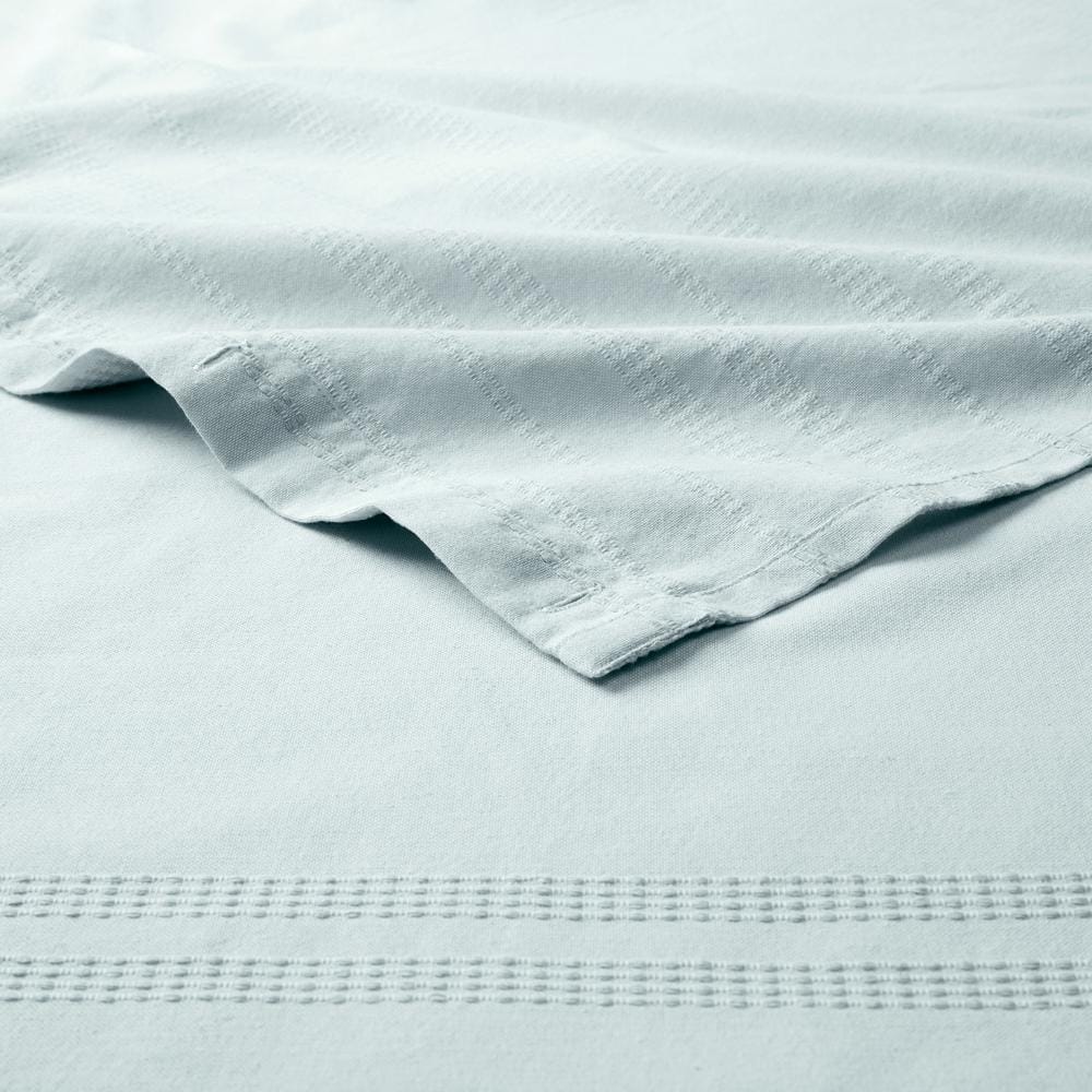 Sophia Textured Cotton Stripe 70 in. x 72 in. Shower Curtain Aqua Blue