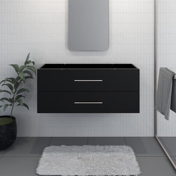 VOLPA USA AMERICAN CRAFTED VANITIES Napa 48 in. W x 20 in. D x 21 in. H Single Sink Bath Vanity Cabinet without Top in Glossy Black, Wall Mounted